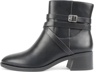 Soda “Heron” ~ Women Round Toe Low Block Heel Ankle Boot with Side Zipper