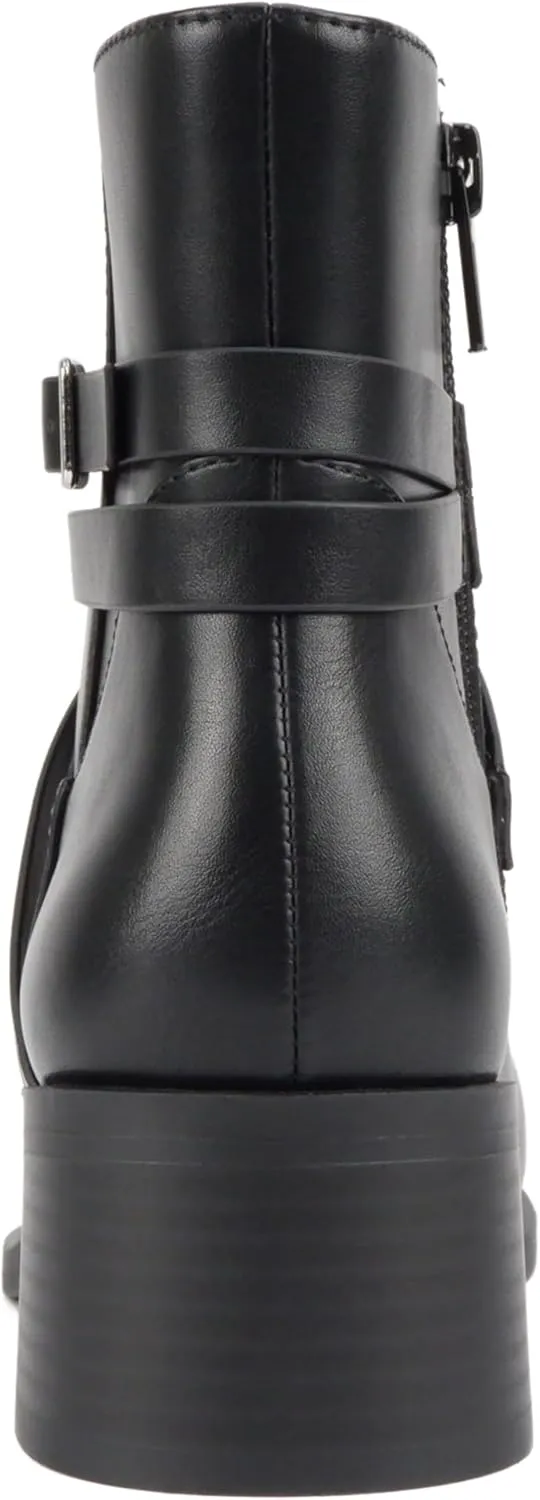 Soda “Heron” ~ Women Round Toe Low Block Heel Ankle Boot with Side Zipper