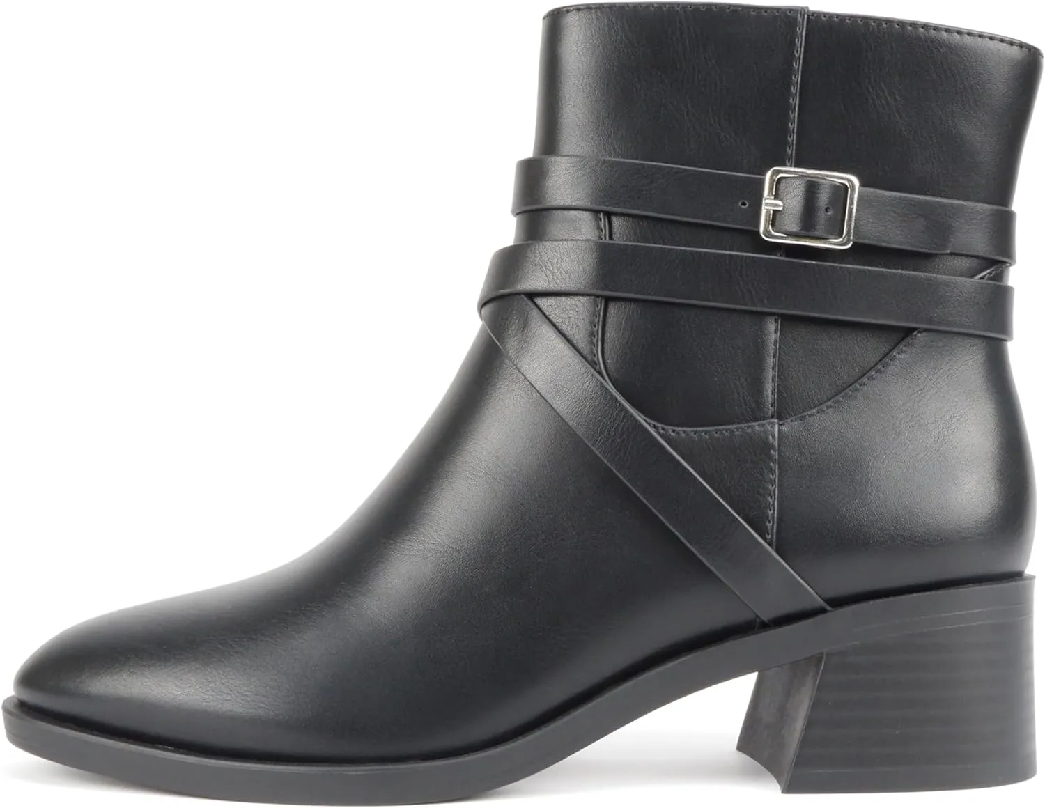 Soda “Heron” ~ Women Round Toe Low Block Heel Ankle Boot with Side Zipper