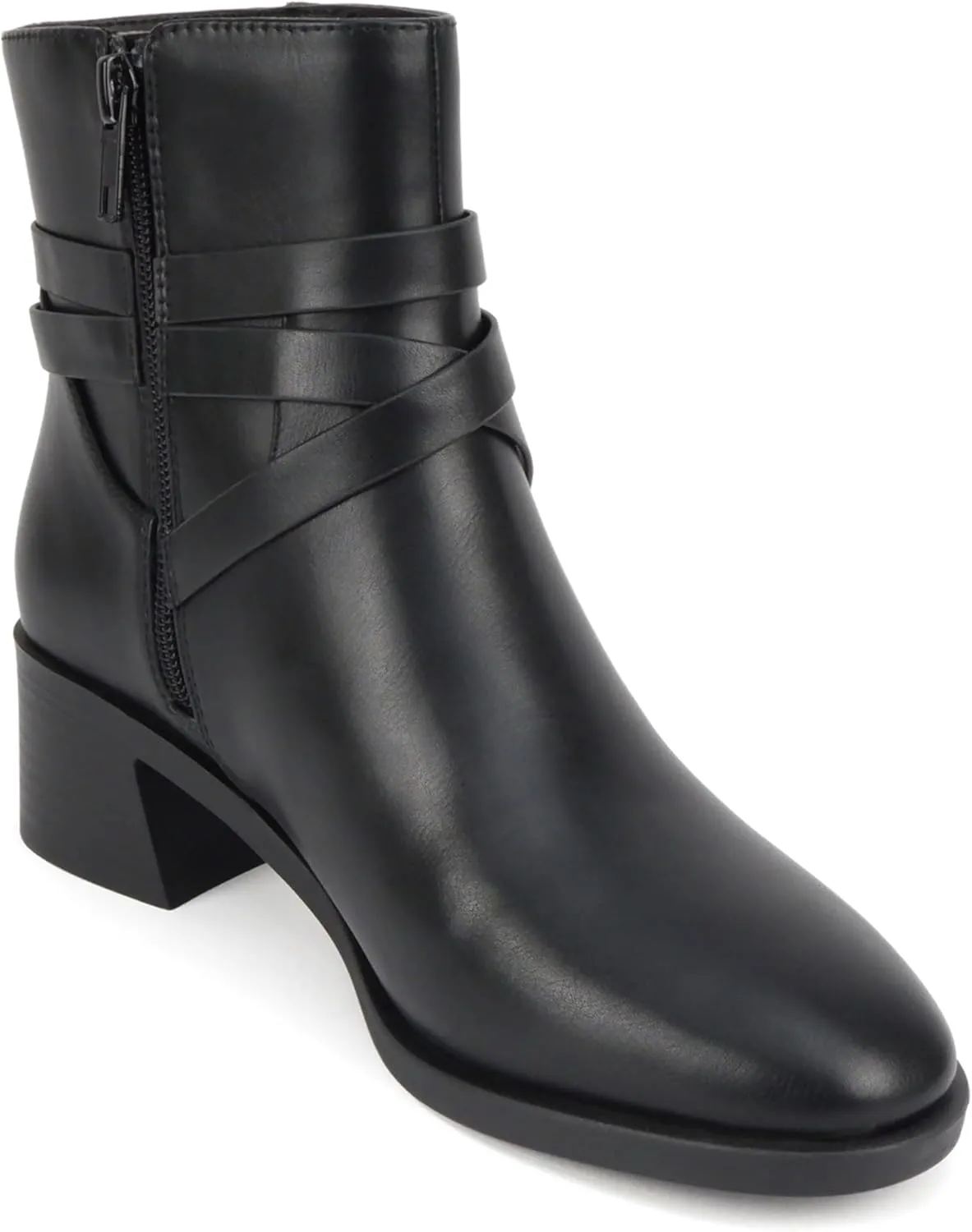 Soda “Heron” ~ Women Round Toe Low Block Heel Ankle Boot with Side Zipper