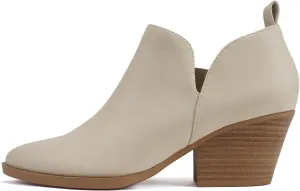 Soda SECTORY ~ Women Pointed Toe V Cut Stacked Chunky Low Heel Ankle Boot Bootie Side Zipper