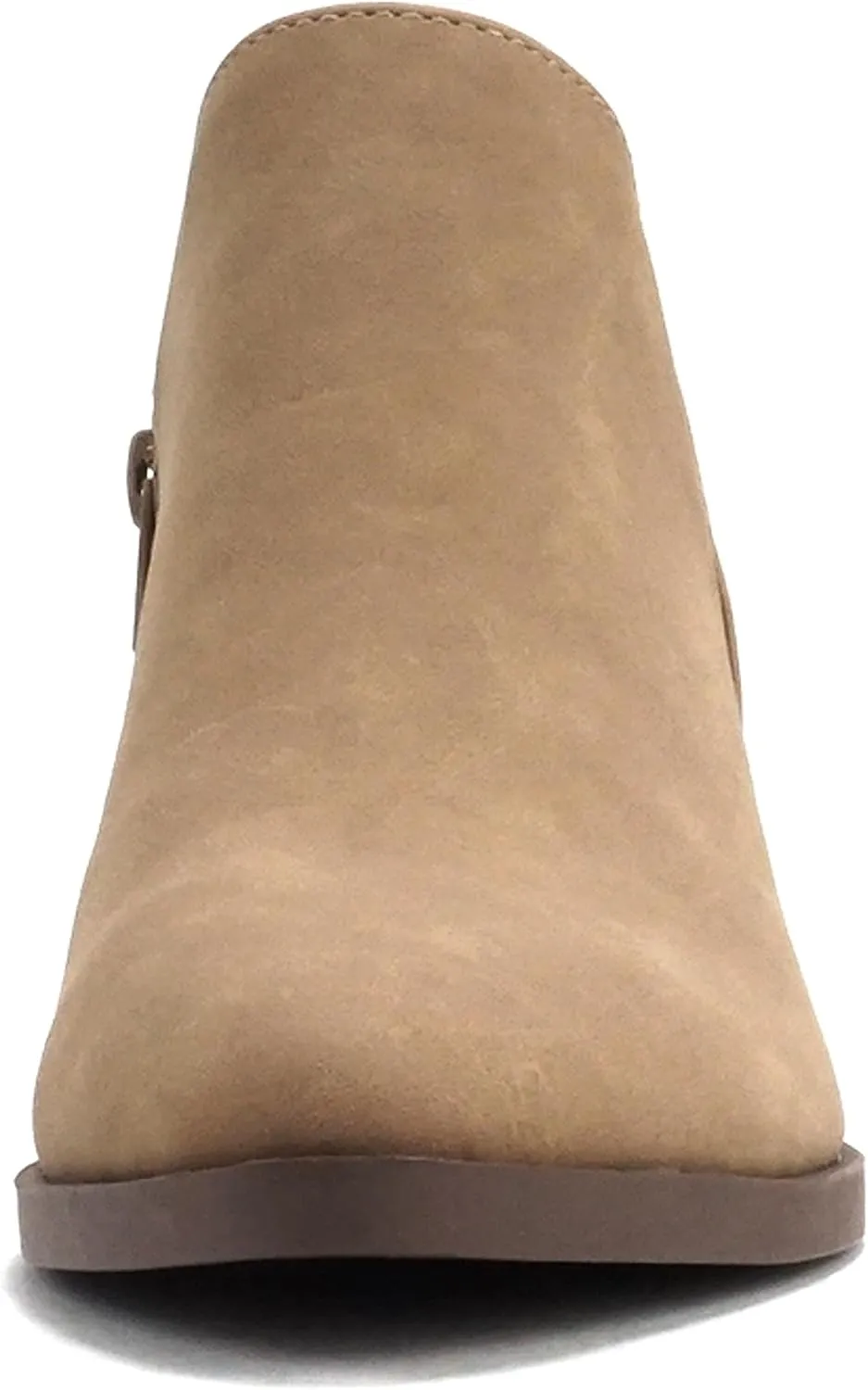 Soda SECTORY ~ Women Pointed Toe V Cut Stacked Chunky Low Heel Ankle Boot Bootie Side Zipper