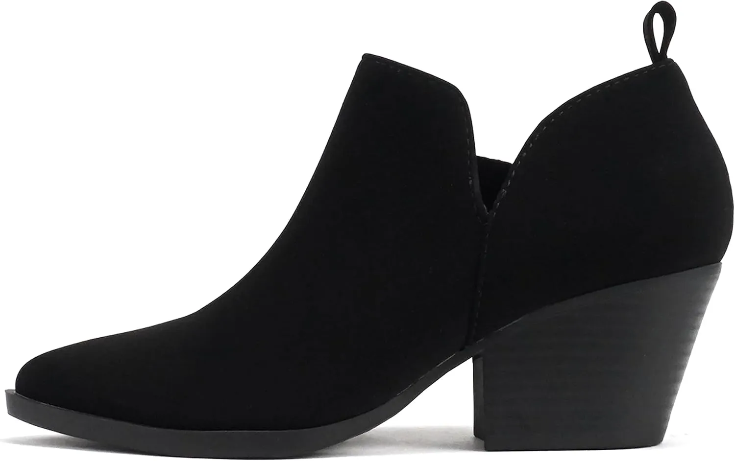 Soda SECTORY ~ Women Pointed Toe V Cut Stacked Chunky Low Heel Ankle Boot Bootie Side Zipper