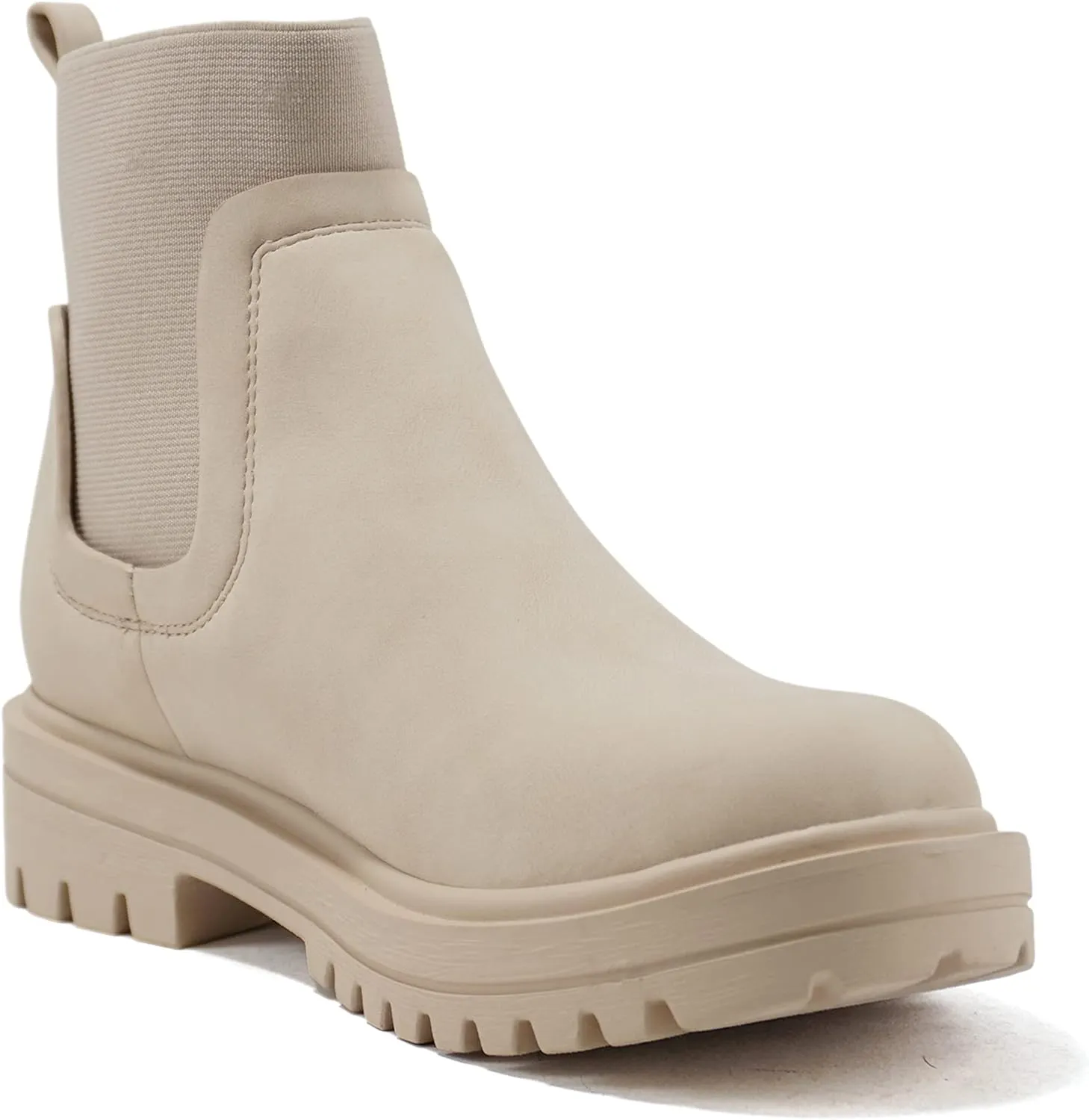 Soda TAPER ~ Women Lug Sole Low Heel Chelsea Fashion Elastic Sock Shaft Ankle Bootie