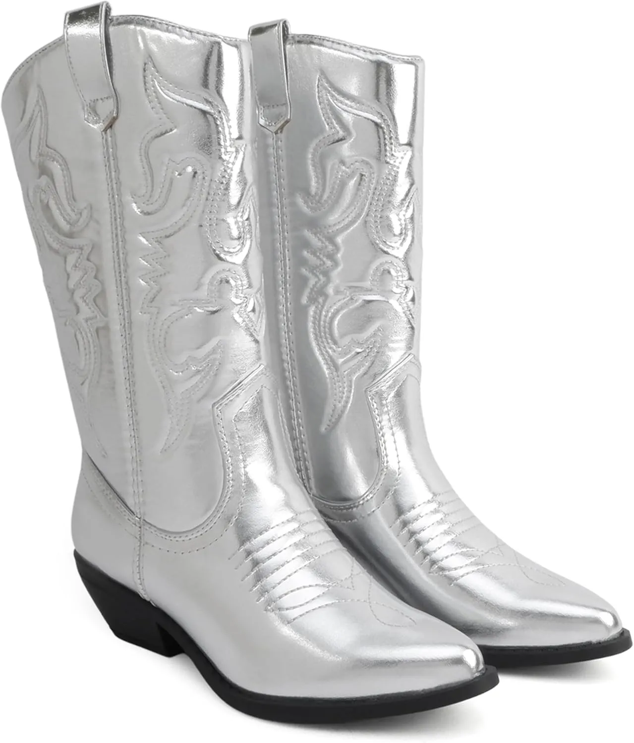 Soda “TELLER” ~ Women's Western Cowboy Boots with Stitched Detailing, Pointed Toe, and Low Block Heel