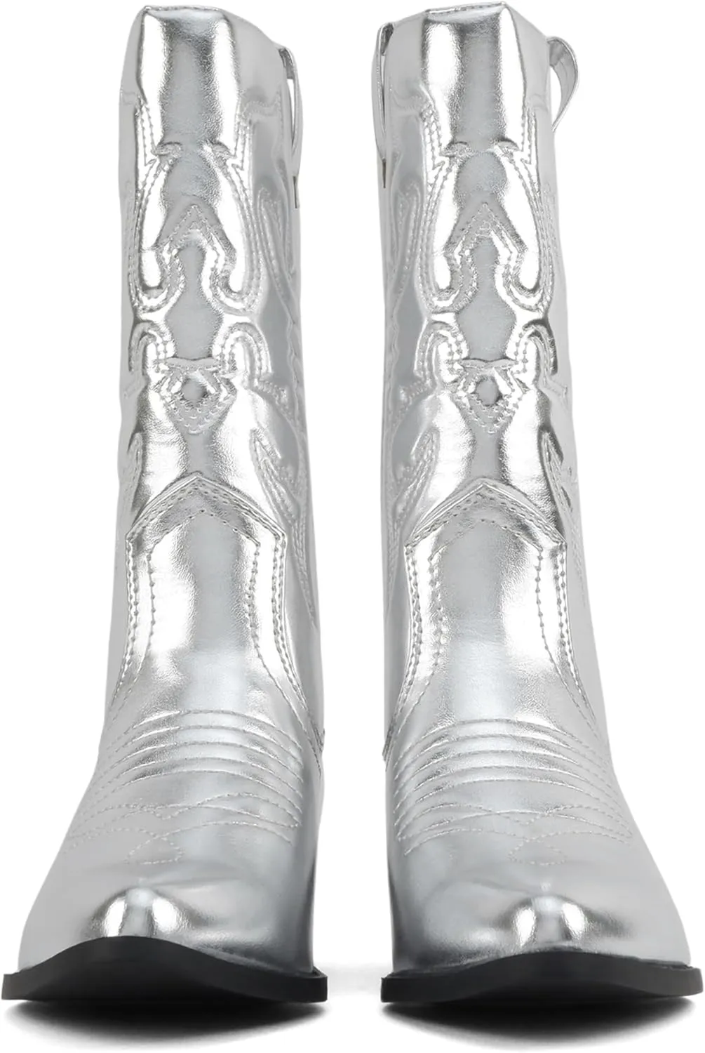 Soda “TELLER” ~ Women's Western Cowboy Boots with Stitched Detailing, Pointed Toe, and Low Block Heel