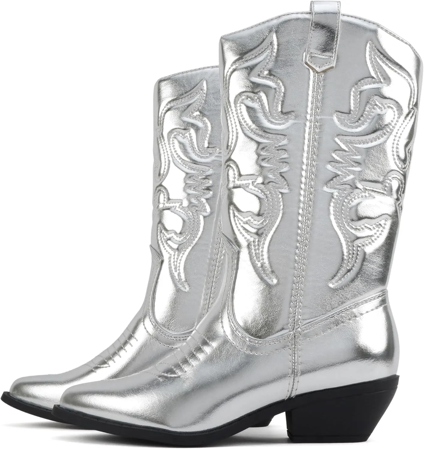 Soda “TELLER” ~ Women's Western Cowboy Boots with Stitched Detailing, Pointed Toe, and Low Block Heel