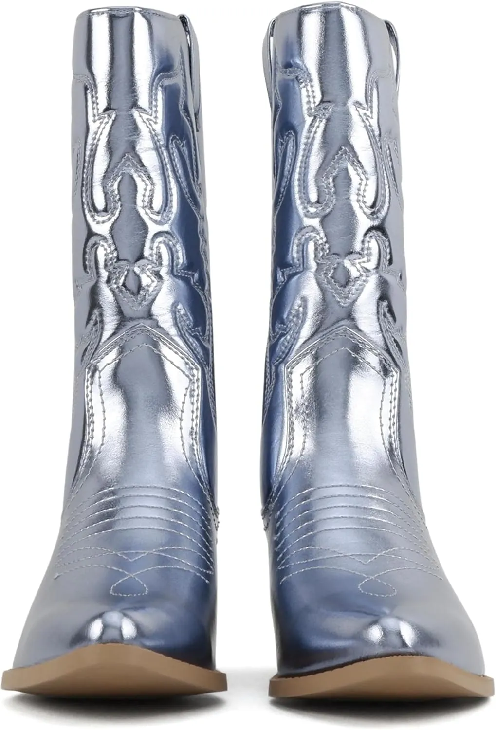Soda “TELLER” ~ Women's Western Cowboy Boots with Stitched Detailing, Pointed Toe, and Low Block Heel