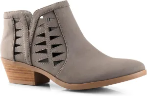 Soda Women's Perforated Cut Out Ankle Laser Chance Cut Bootie, Grey, 6.5