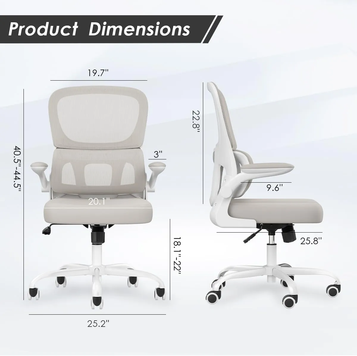 Soohow Ergonomic Home Office Chair, Mesh Desk Chair with Lumbar Support, Comfy Study Desk Chair with Armrest for Home Office Study,White & Khaki