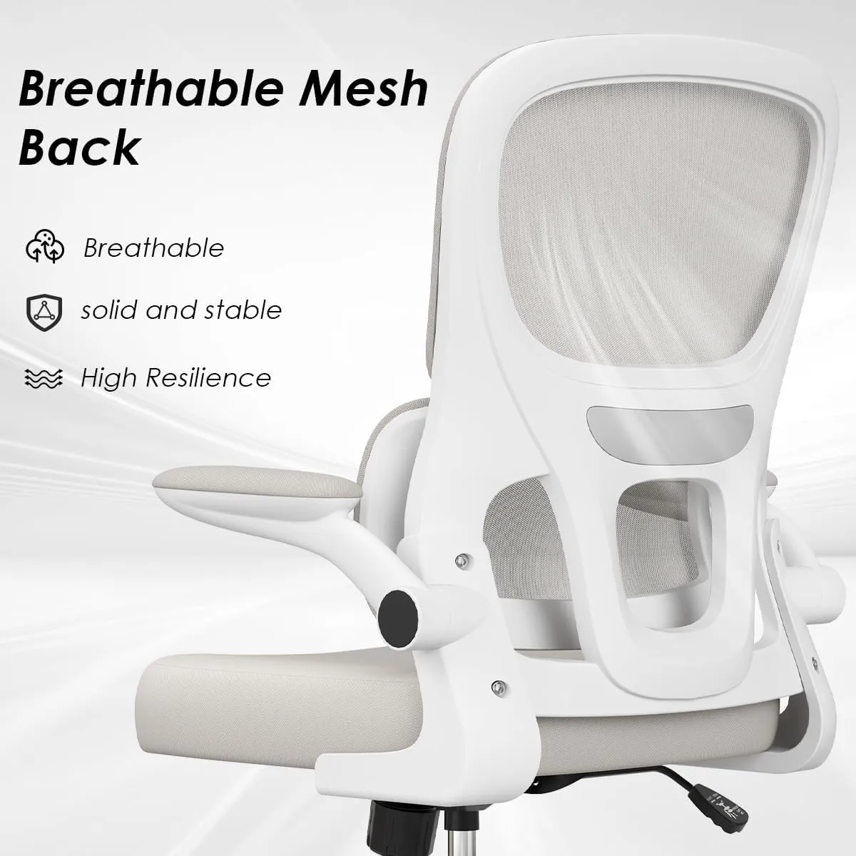 Soohow Ergonomic Home Office Chair, Mesh Desk Chair with Lumbar Support, Comfy Study Desk Chair with Armrest for Home Office Study,White & Khaki