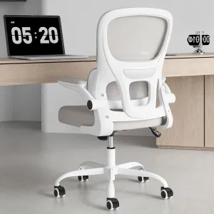 Soohow Ergonomic Home Office Chair, Mesh Desk Chair with Lumbar Support, Comfy Study Desk Chair with Armrest for Home Office Study,White & Khaki