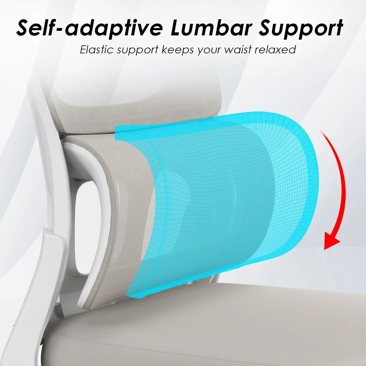 Soohow Ergonomic Home Office Chair, Mesh Desk Chair with Lumbar Support, Comfy Study Desk Chair with Armrest for Home Office Study,White & Khaki