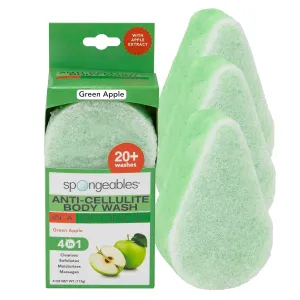 Spongeables Anti Cellulite Body Wash in a 20  Wash Sponge, Apple, 3 Count