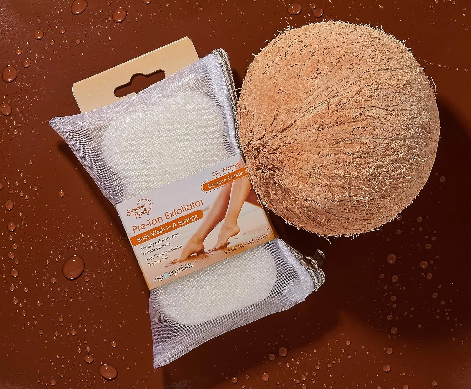 Spongeables Body Wash in a 20  Wash Sponge, Coconut Colada, 3 Count