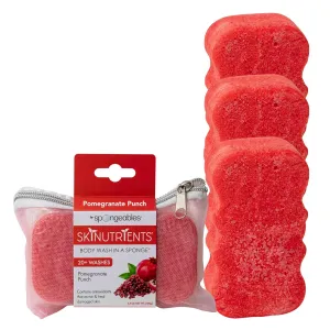 Spongeables Body Wash in a 20  Wash Sponge, Pomegranate Punch, 3 Count