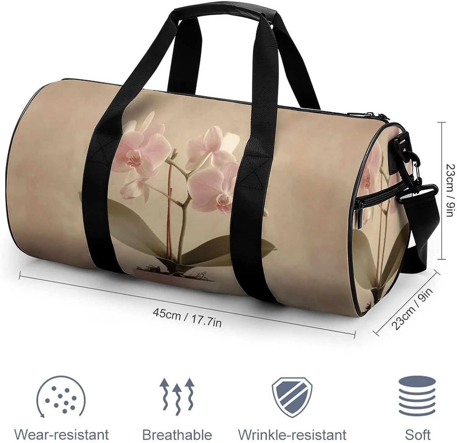 Sports Gym Bag for Women Men Travel Duffel Bag Orchids in A Jar Weekender Bag Canvas Carry on Overnight Bag for Travel Swimming Fitness Workout Sports Duffle Bag