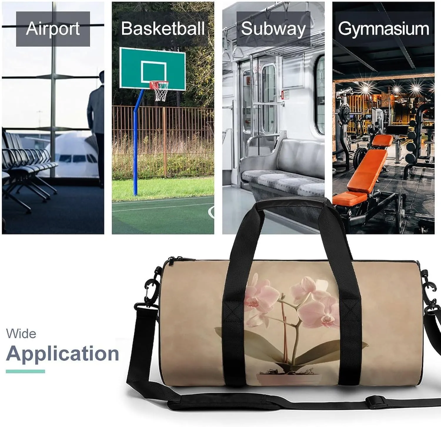 Sports Gym Bag for Women Men Travel Duffel Bag Orchids in A Jar Weekender Bag Canvas Carry on Overnight Bag for Travel Swimming Fitness Workout Sports Duffle Bag