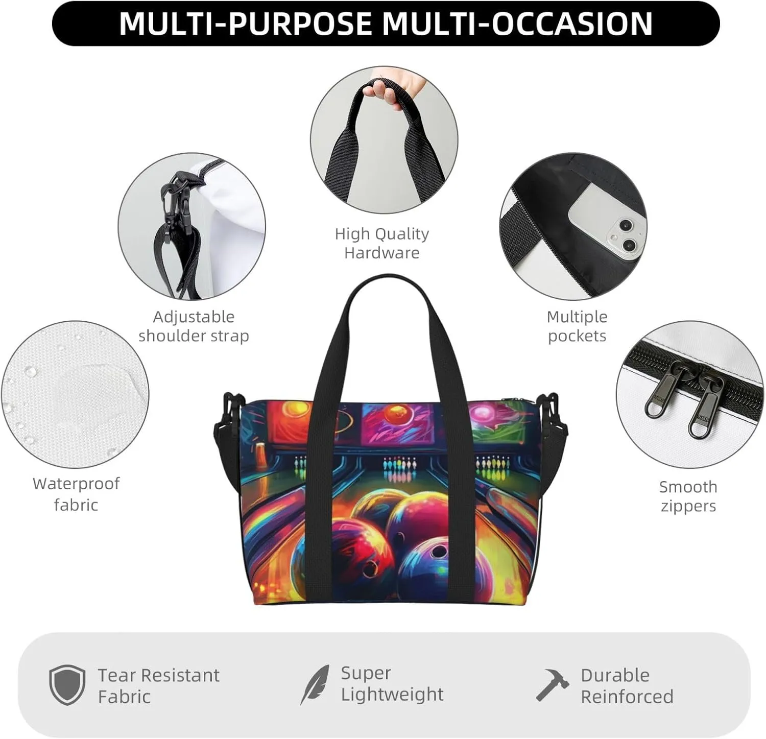 Sports Gym Bag for Women Men Travel Duffel Bag Tote Bowling Balls Weekender Bag Canvas Carry on Overnight Bag for Travel Swimming Fitness Workout Sports Duffle Bag