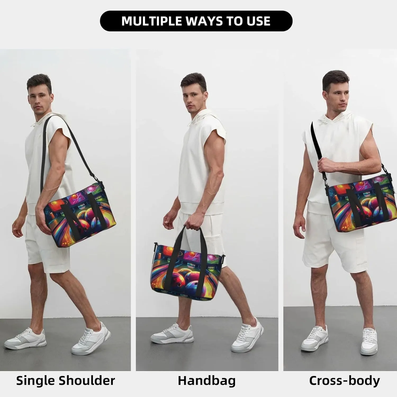 Sports Gym Bag for Women Men Travel Duffel Bag Tote Bowling Balls Weekender Bag Canvas Carry on Overnight Bag for Travel Swimming Fitness Workout Sports Duffle Bag