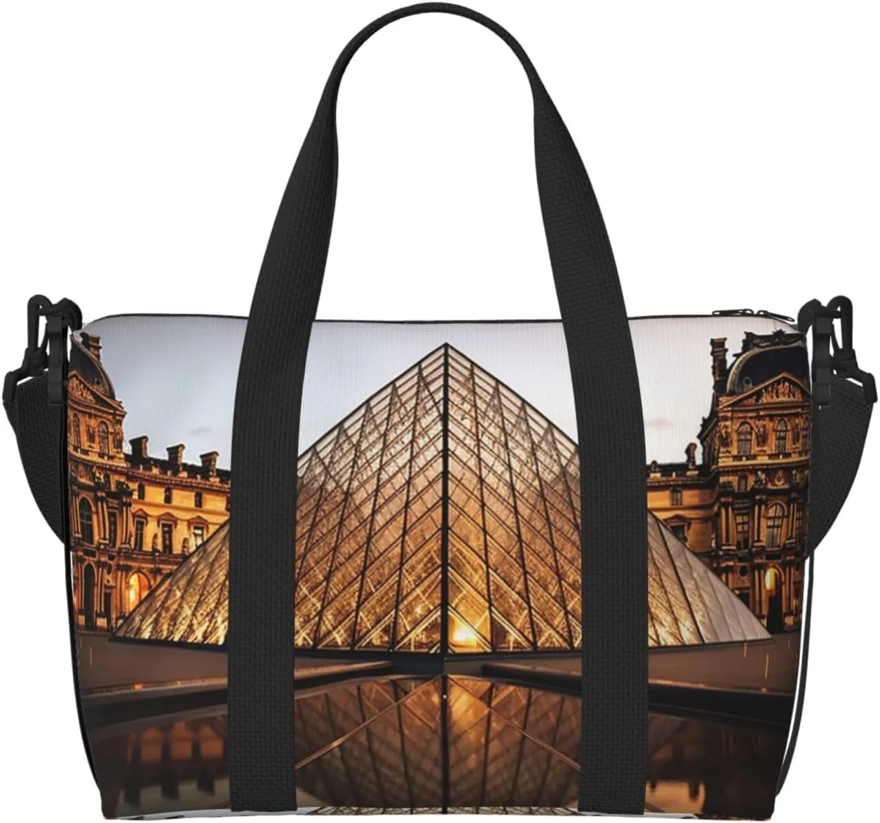 Sports Gym Bag for Women Men Travel Duffel Bag Tote Louvre Museum in Paris Weekender Bag Canvas Carry on Overnight Bag for Travel Swimming Fitness Workout Sports Duffle Bag