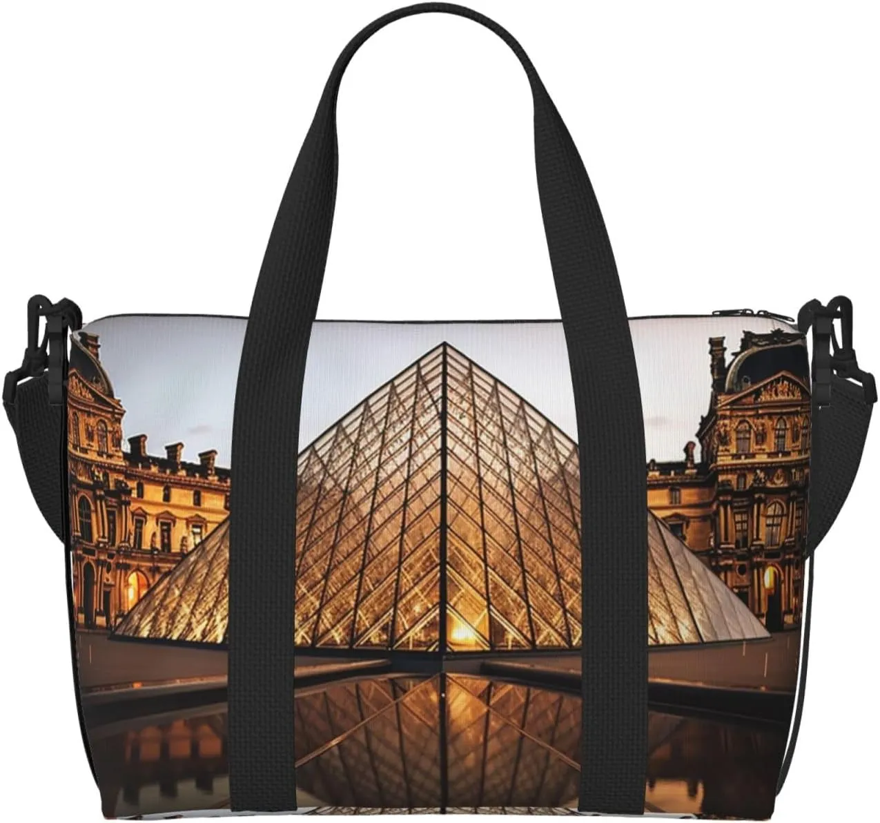 Sports Gym Bag for Women Men Travel Duffel Bag Tote Louvre Museum in Paris Weekender Bag Canvas Carry on Overnight Bag for Travel Swimming Fitness Workout Sports Duffle Bag