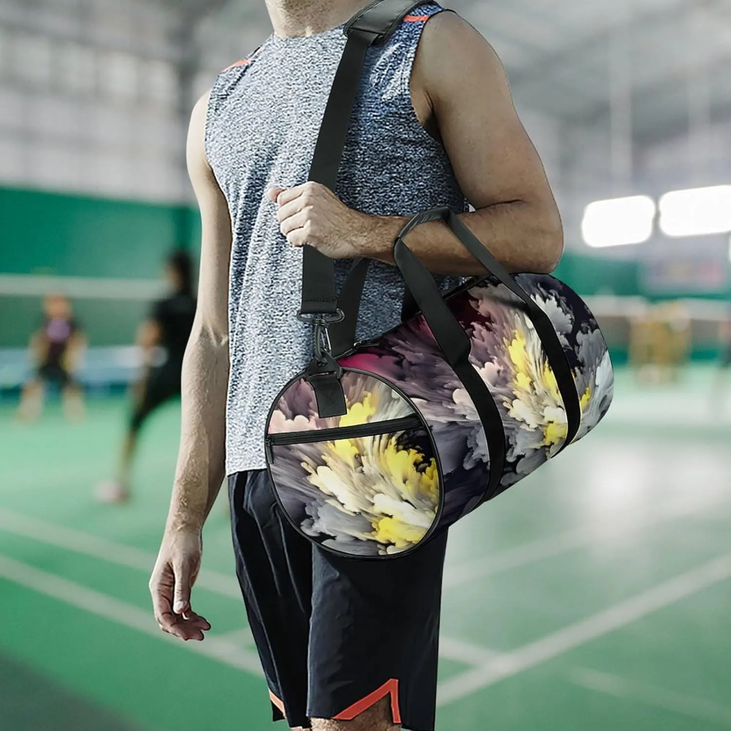 Sports Gym Bag for Women Men Travel Duffel Bag Tote Weekender Bag Beautiful Ink Art Carry on Overnight Bag for Travel Swimming Fitness Workout Sports Duffle Bag