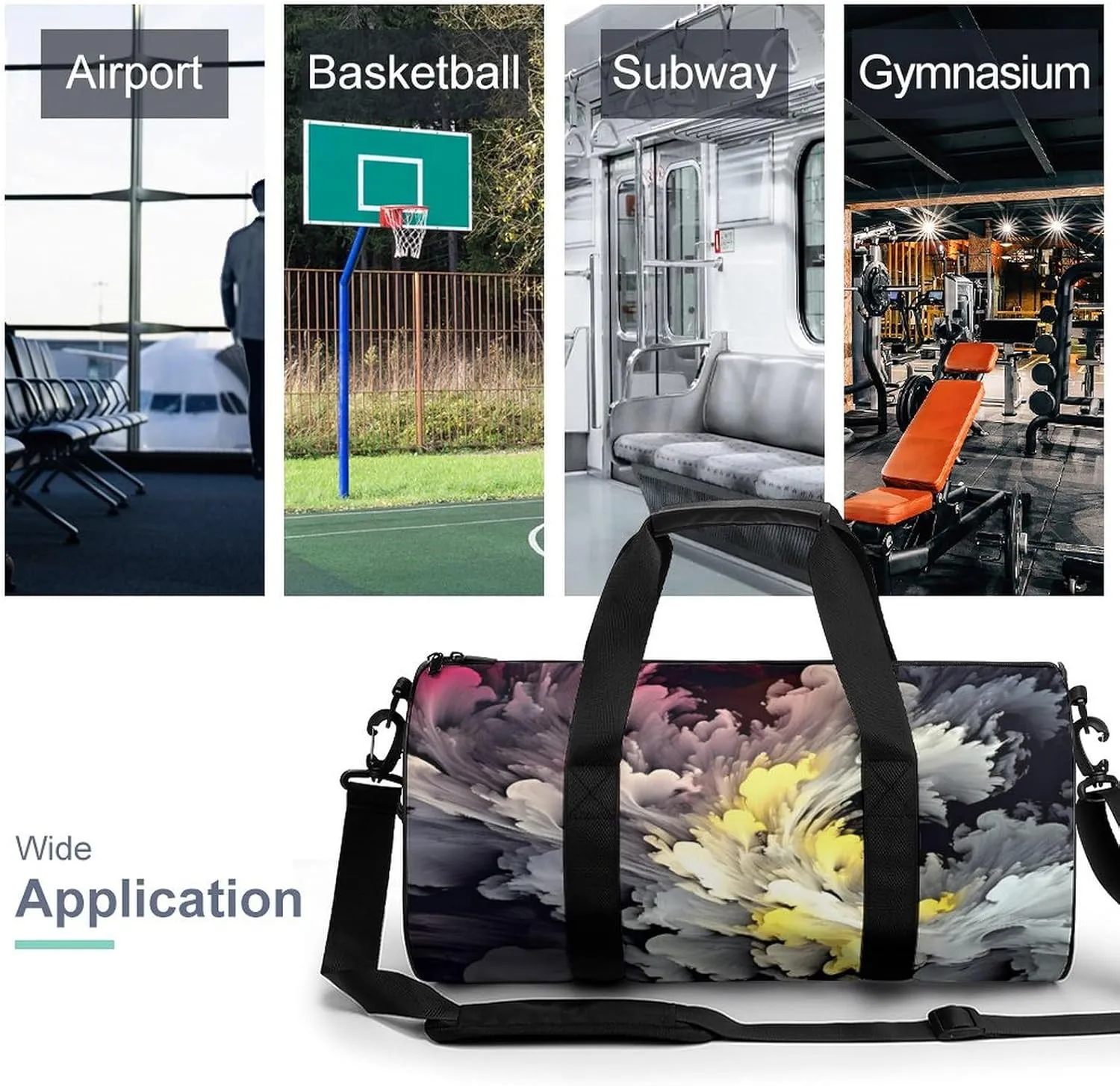Sports Gym Bag for Women Men Travel Duffel Bag Tote Weekender Bag Beautiful Ink Art Carry on Overnight Bag for Travel Swimming Fitness Workout Sports Duffle Bag
