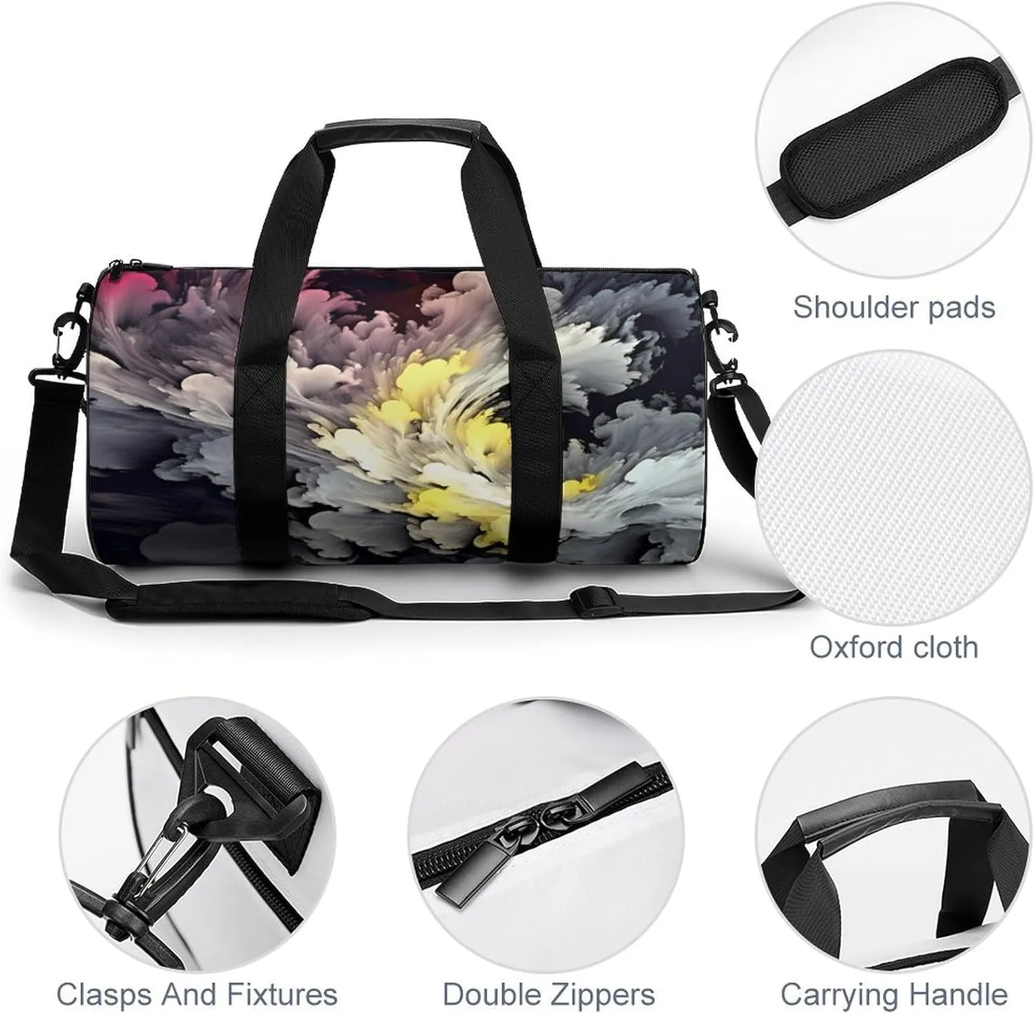 Sports Gym Bag for Women Men Travel Duffel Bag Tote Weekender Bag Beautiful Ink Art Carry on Overnight Bag for Travel Swimming Fitness Workout Sports Duffle Bag