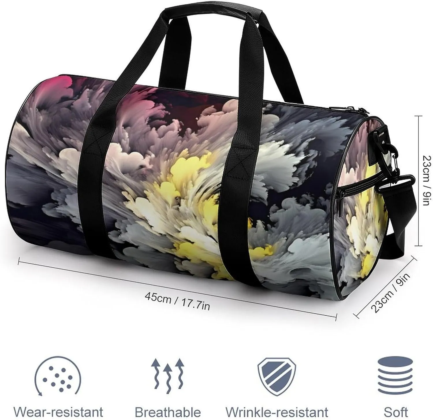 Sports Gym Bag for Women Men Travel Duffel Bag Tote Weekender Bag Beautiful Ink Art Carry on Overnight Bag for Travel Swimming Fitness Workout Sports Duffle Bag