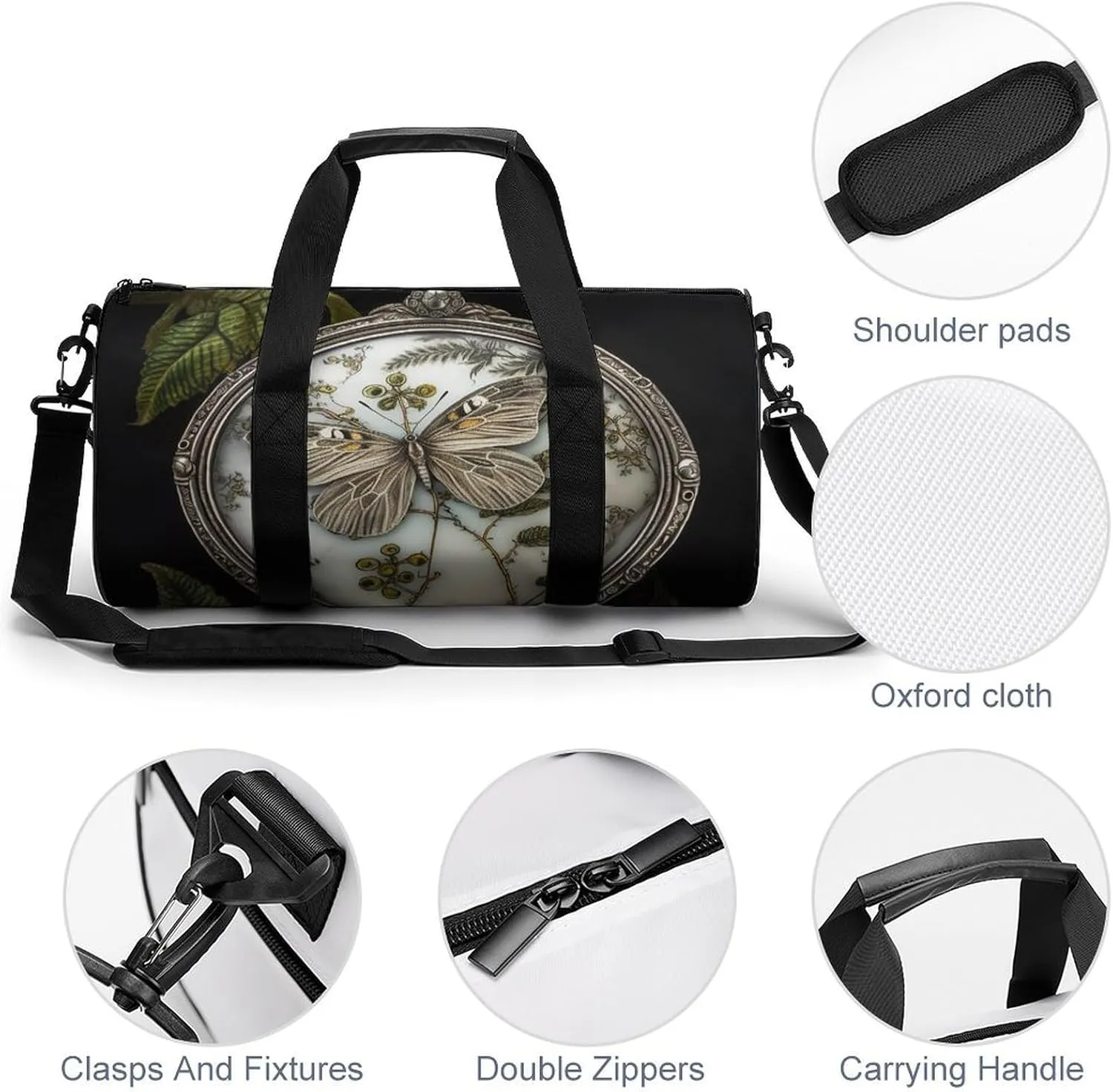 Sports Gym Bag for Women Men Travel Duffel Bag Tote Weekender Bag Big Butterfly Carry on Overnight Bag for Travel Swimming Fitness Workout Sports Duffle Bag
