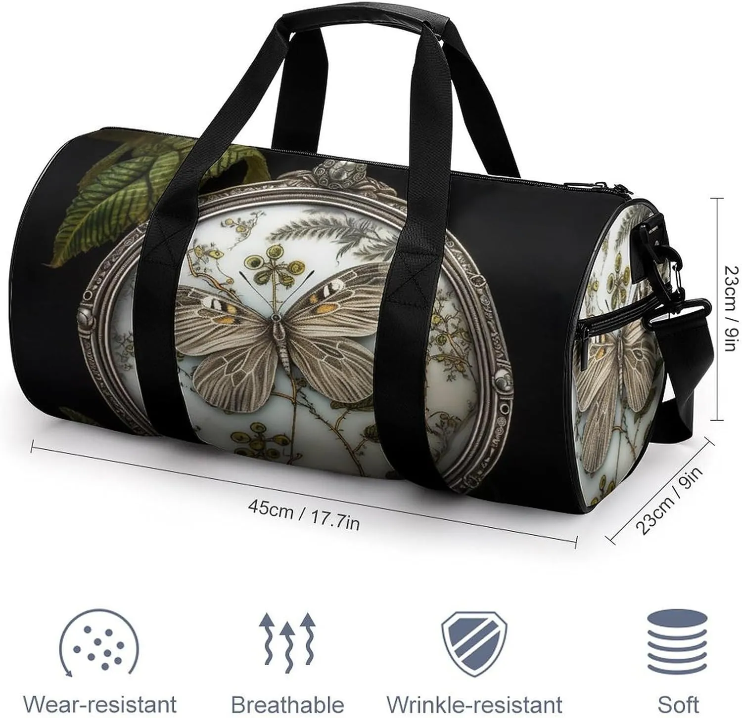 Sports Gym Bag for Women Men Travel Duffel Bag Tote Weekender Bag Big Butterfly Carry on Overnight Bag for Travel Swimming Fitness Workout Sports Duffle Bag