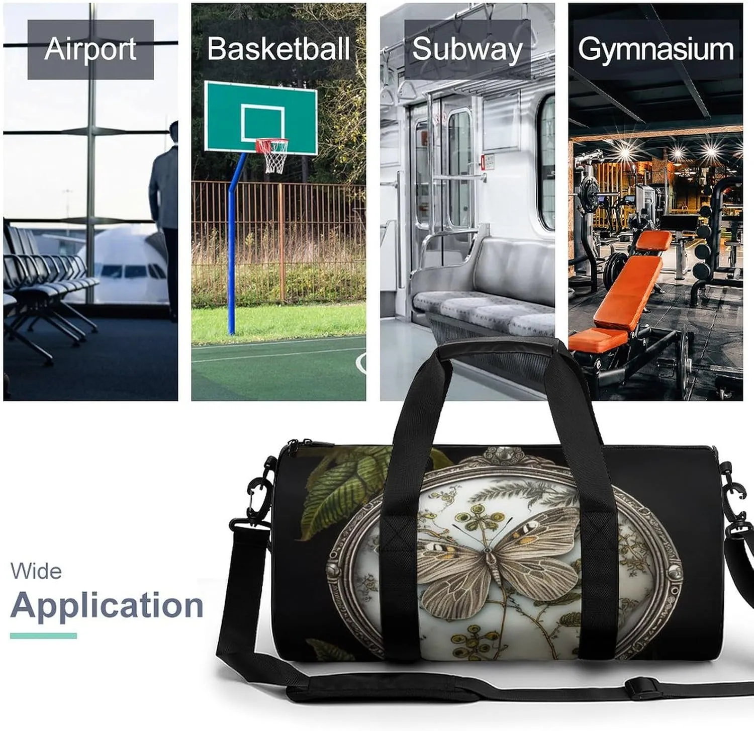 Sports Gym Bag for Women Men Travel Duffel Bag Tote Weekender Bag Big Butterfly Carry on Overnight Bag for Travel Swimming Fitness Workout Sports Duffle Bag