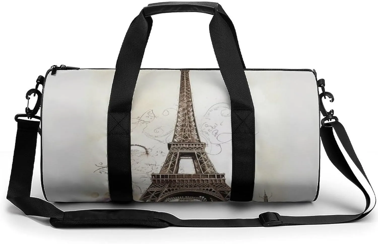 Sports Gym Bag for Women Men Travel Duffel Bag Tote Weekender Bag Eiffel Tower Carry on Overnight Bag for Travel Swimming Fitness Workout Sports Duffle Bag