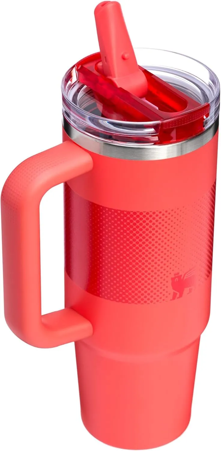 Stanley Quencher ProTour Flip Straw Tumbler with Leakproof Lid 30 oz | Built-In Straw and Handle | Cup Holder Compatible for Travel | Insulated Stainless Steel Cup | BPA-Free | Hot Coral Fade
