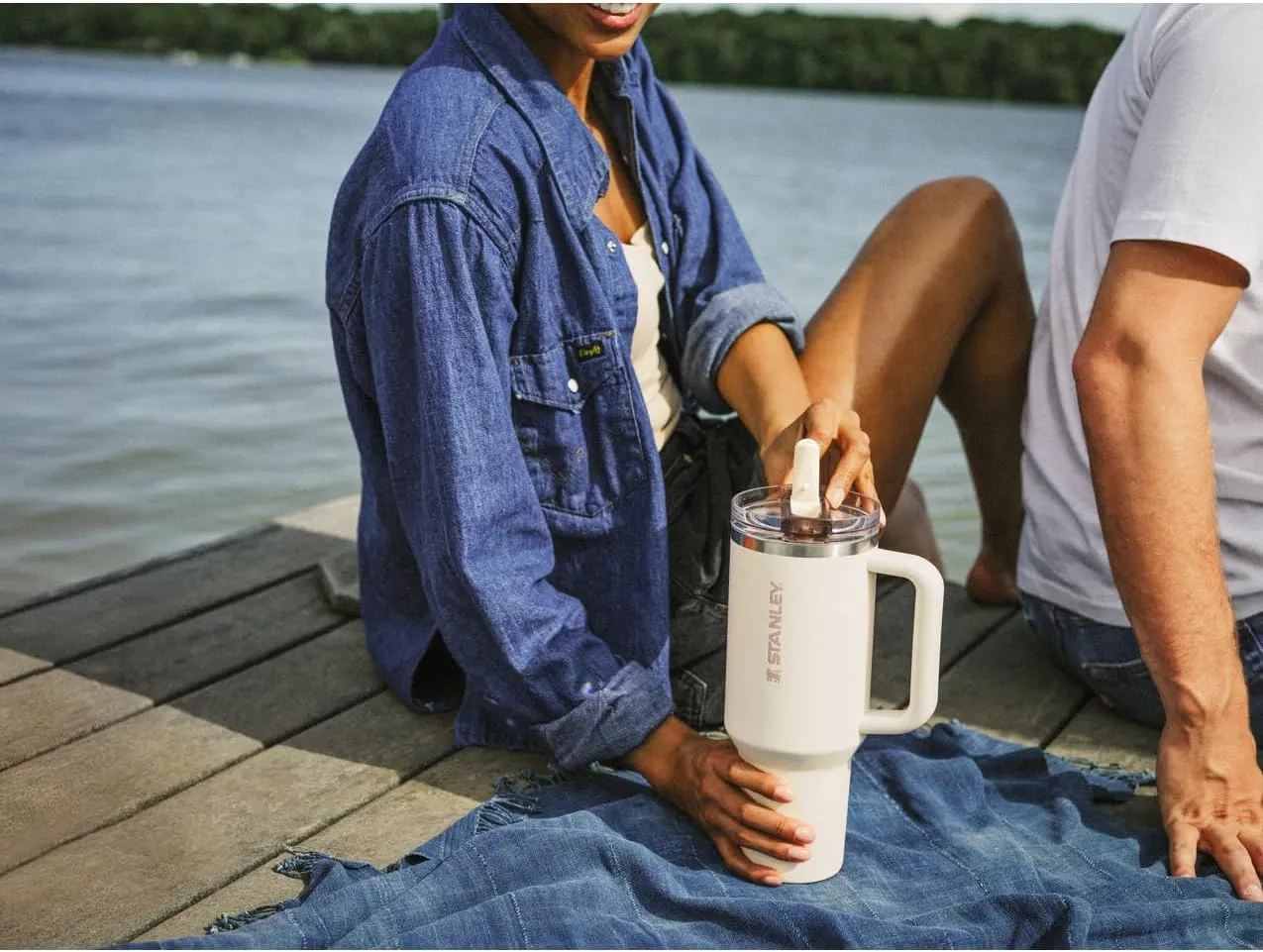 Stanley Quencher ProTour Flip Straw Tumbler with Leakproof Lid 40 oz | Built-In Straw & Handle | Cupholder Compatible for Travel | Insulated Stainless Steel Cup | BPA-Free | Cream