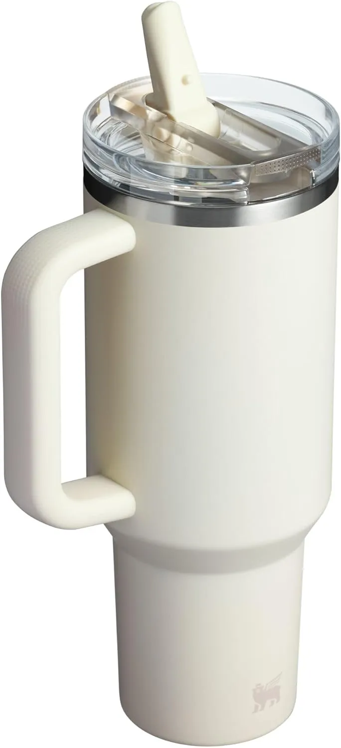 Stanley Quencher ProTour Flip Straw Tumbler with Leakproof Lid 40 oz | Built-In Straw & Handle | Cupholder Compatible for Travel | Insulated Stainless Steel Cup | BPA-Free | Cream