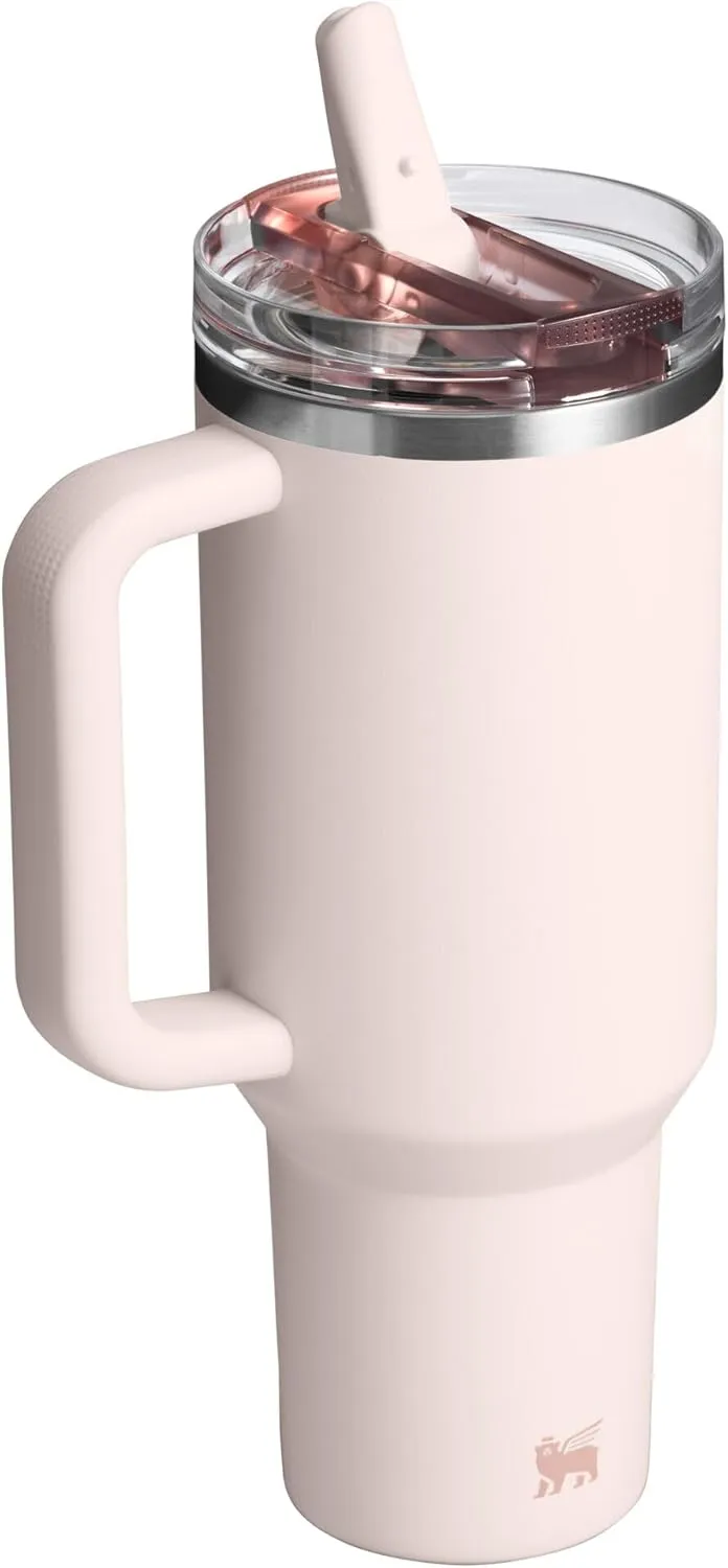 Stanley Quencher ProTour Flip Straw Tumbler with Leakproof Lid 40 oz | Built-In Straw & Handle | Cupholder Compatible for Travel | Insulated Stainless Steel Cup | BPA-Free | Rose Quartz