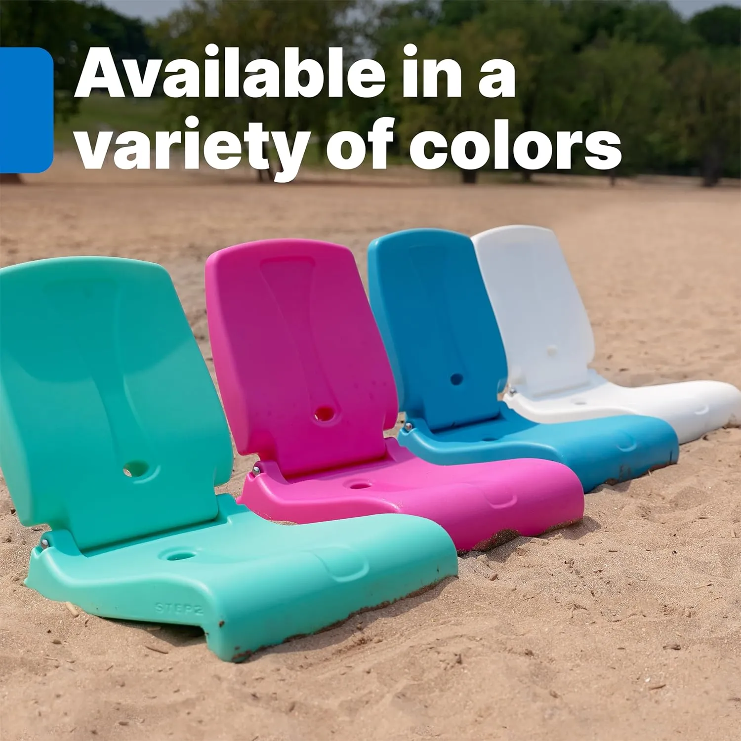 Step2 Folding Flip Seat, Lightweight Portable Outdoor Chair for Poolside, Camping, Beach, Boats, Tailgates, Durable Ground Chair with Back Support for Adults, Capri Blue