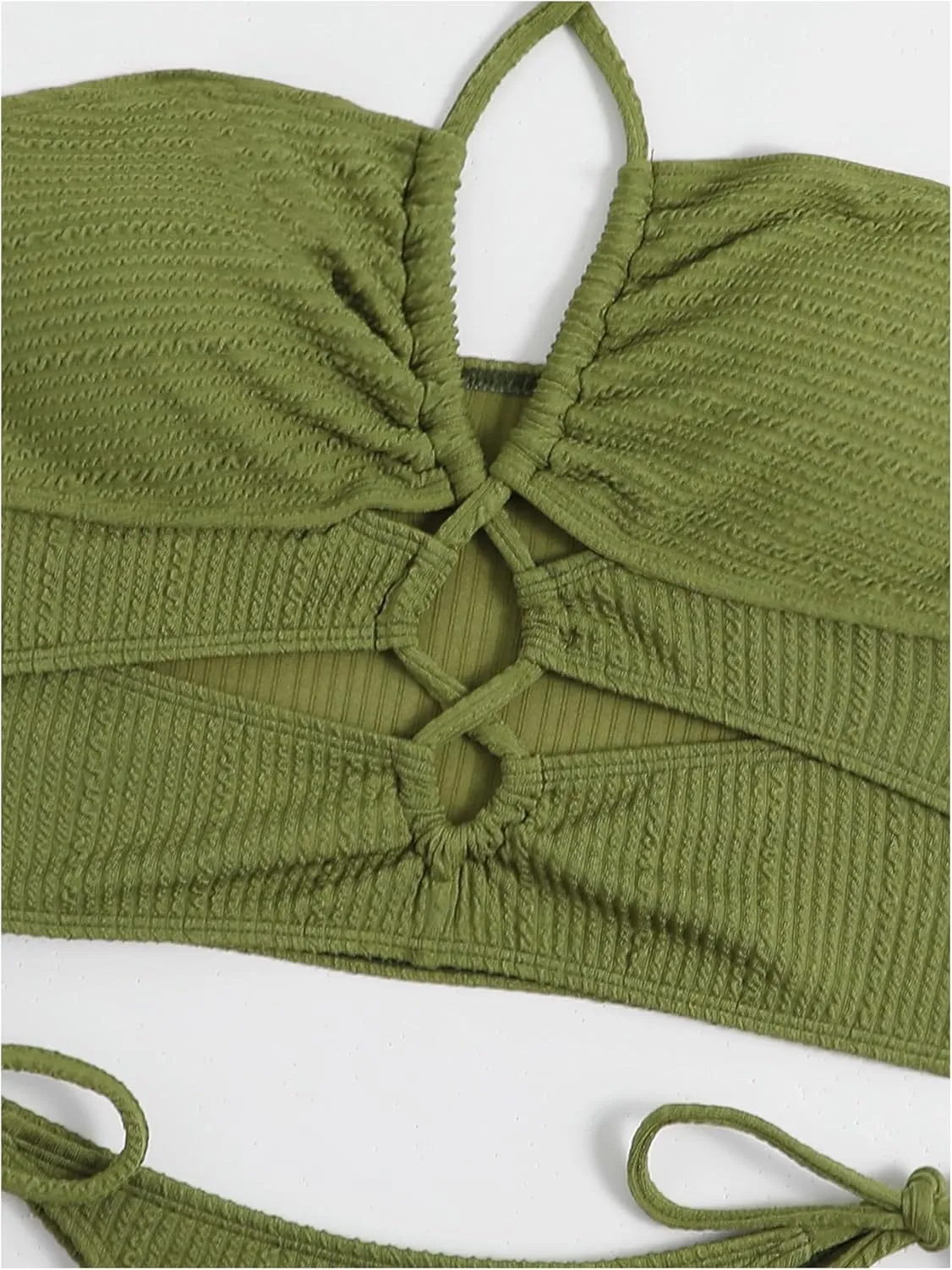 SweatyRocks Women's Lace Up Cut Out Halter Bikini Set High Waisted Two Piece Bathing Suit Swimwear