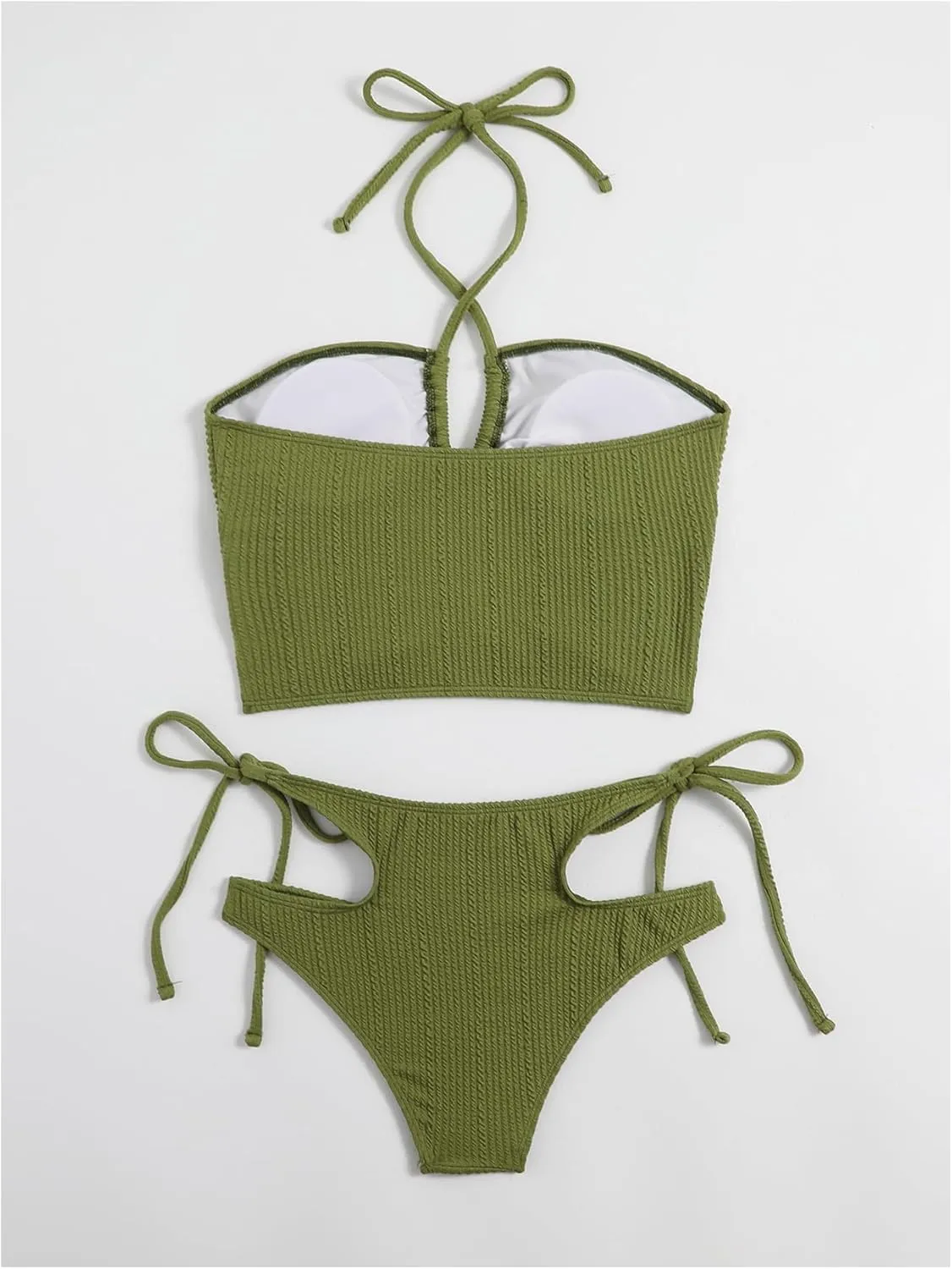 SweatyRocks Women's Lace Up Cut Out Halter Bikini Set High Waisted Two Piece Bathing Suit Swimwear