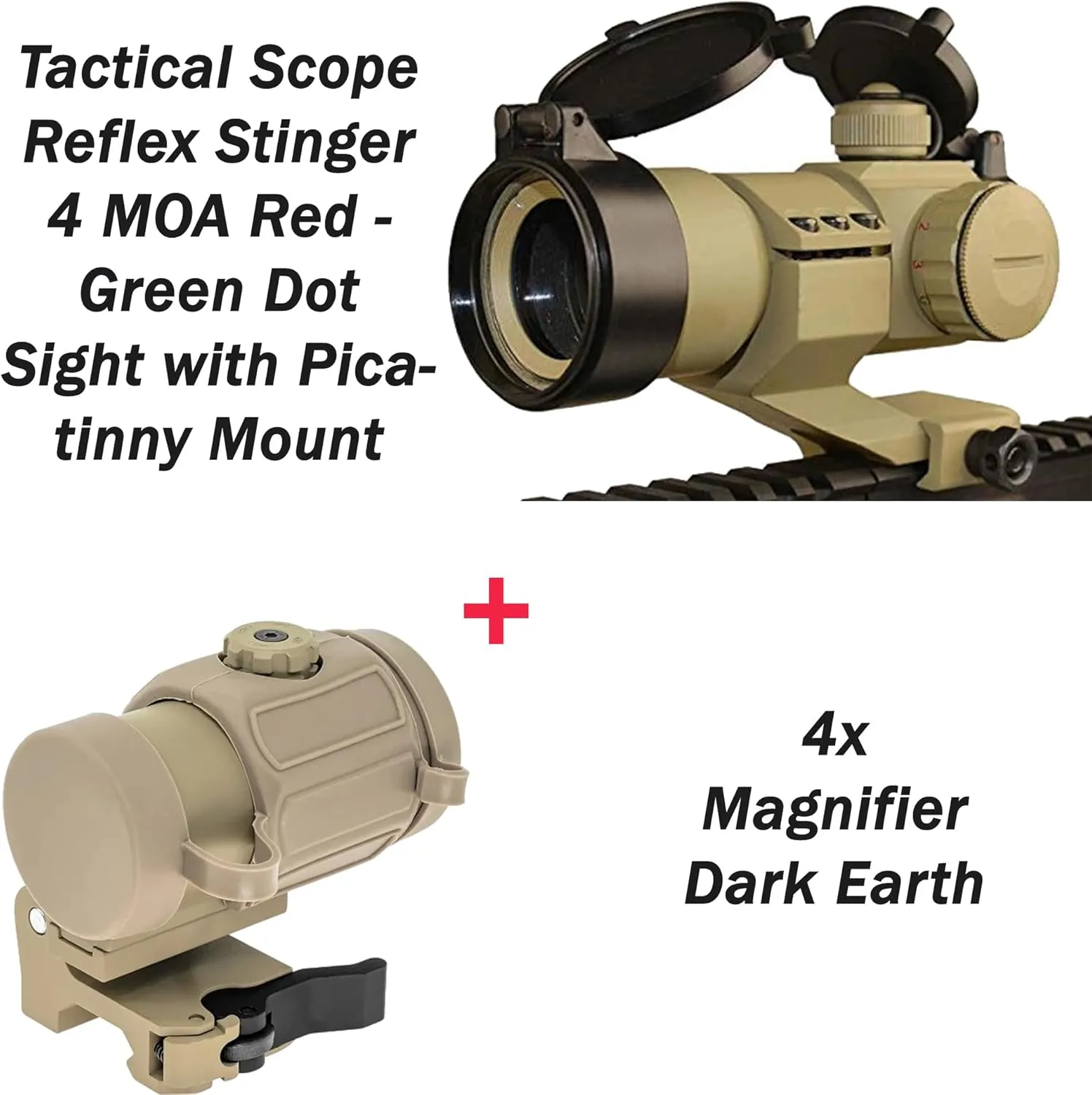 Tactical Scope Reflex Stinger 4 MOA Red - Green Dot Sight with Picatinny Mount