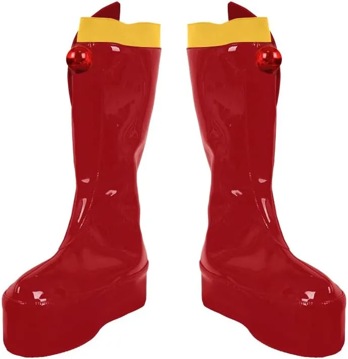 Taiture Adult Monkey Shoes Cosplay Egghead Island Boot Black Red Pink Yellow Leather Mid-heel Shoes Halloween Party Suit Men