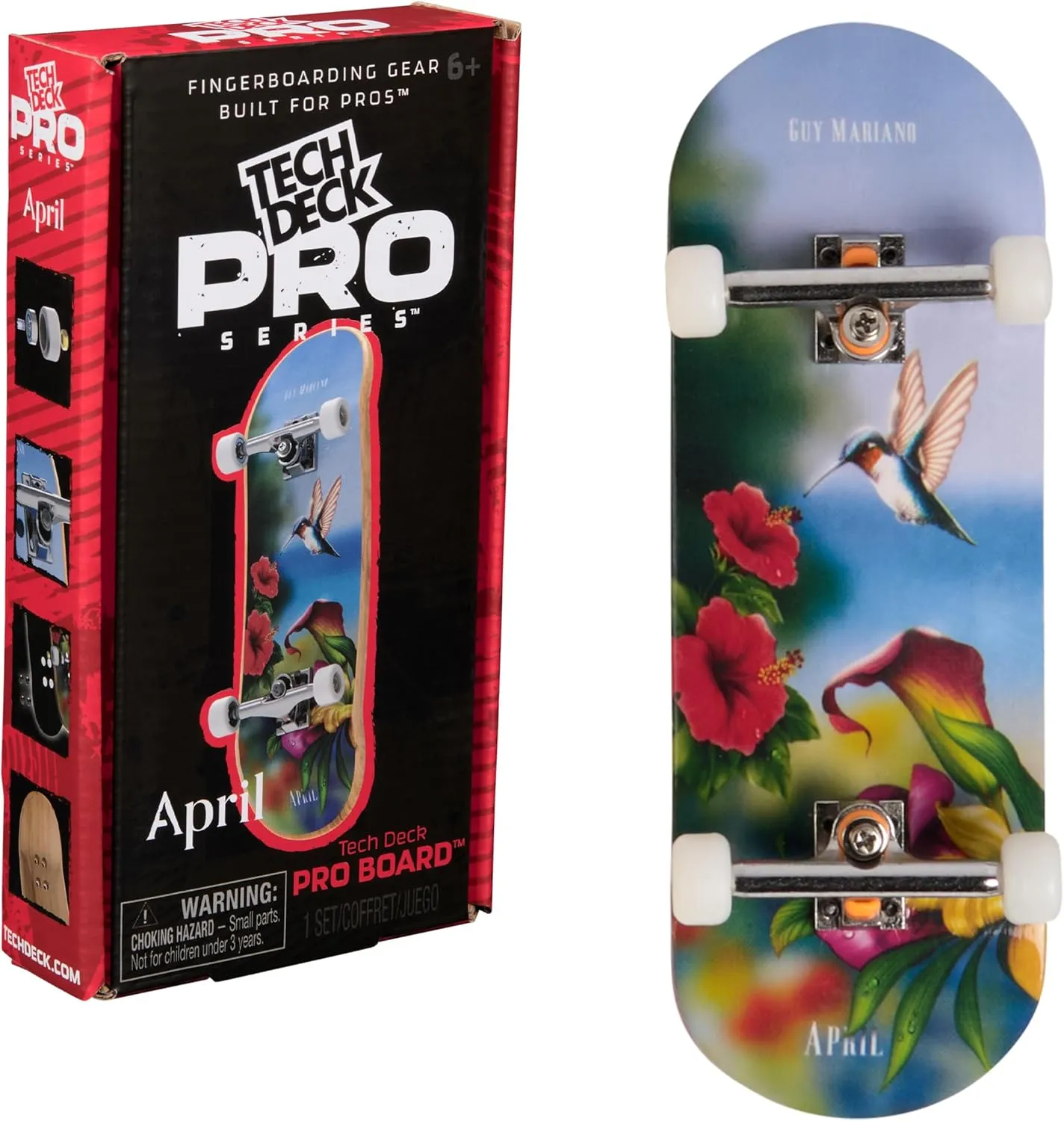 TECH DECK, April Pro Series Finger Board with Storage Display, Built for Pros; Authentic Mini Skateboards, Kids Toys for Ages 6 and up