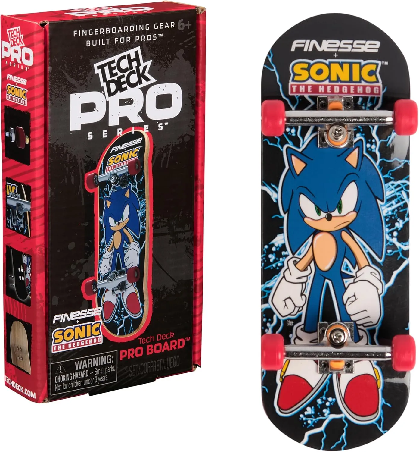 TECH DECK, Finesse X Sonic The Hedgehog Pro Series Finger Board with Storage Display, Built for Pros; Authentic Mini Skateboards, Kids Toys for Ages 6 and up