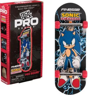 TECH DECK, Finesse X Sonic The Hedgehog Pro Series Finger Board with Storage Display, Built for Pros; Authentic Mini Skateboards, Kids Toys for Ages 6 and up