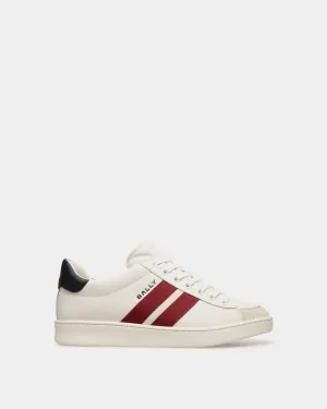 Tennis Sneaker in White and Navy Blue Leather