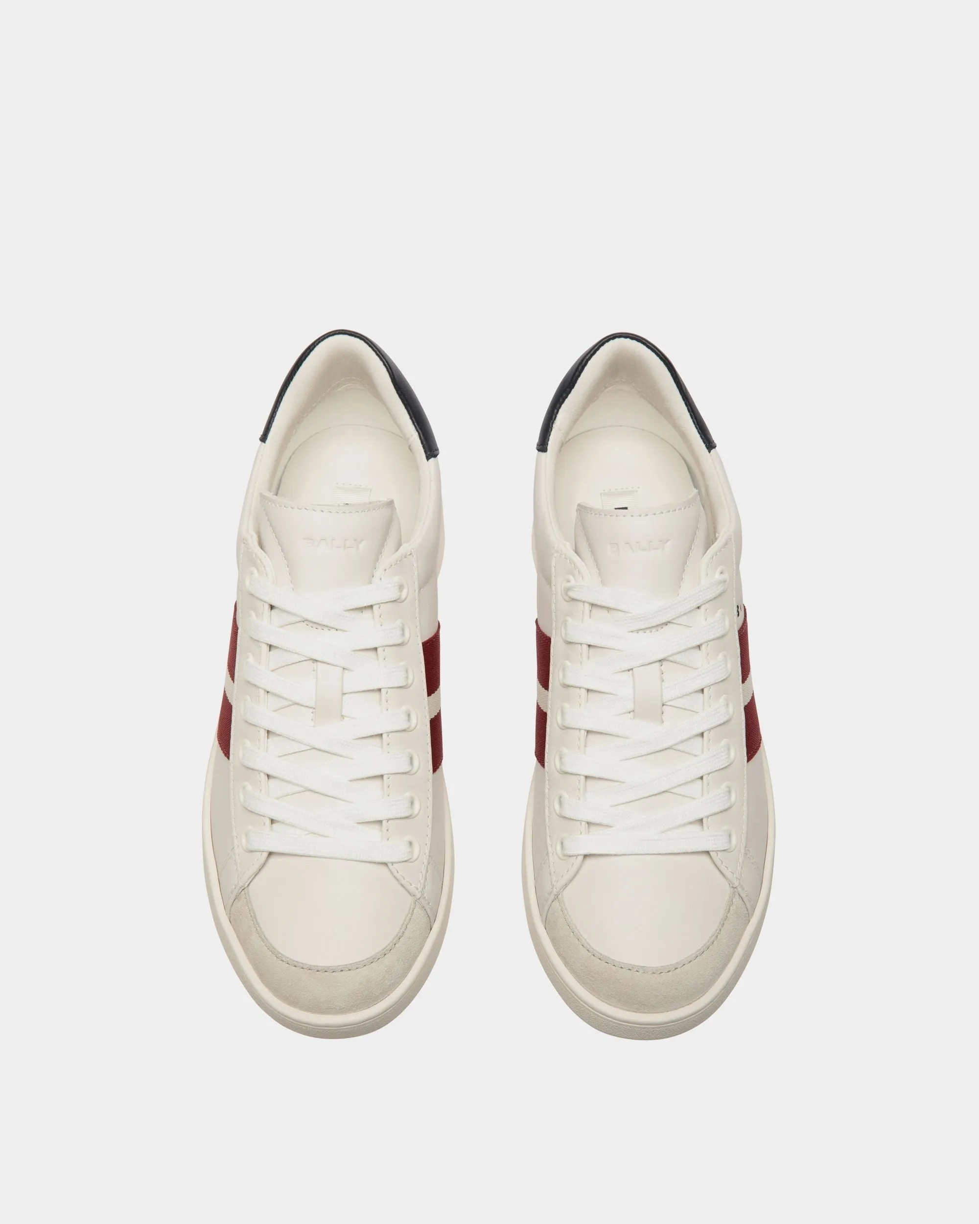 Tennis Sneaker in White and Navy Blue Leather