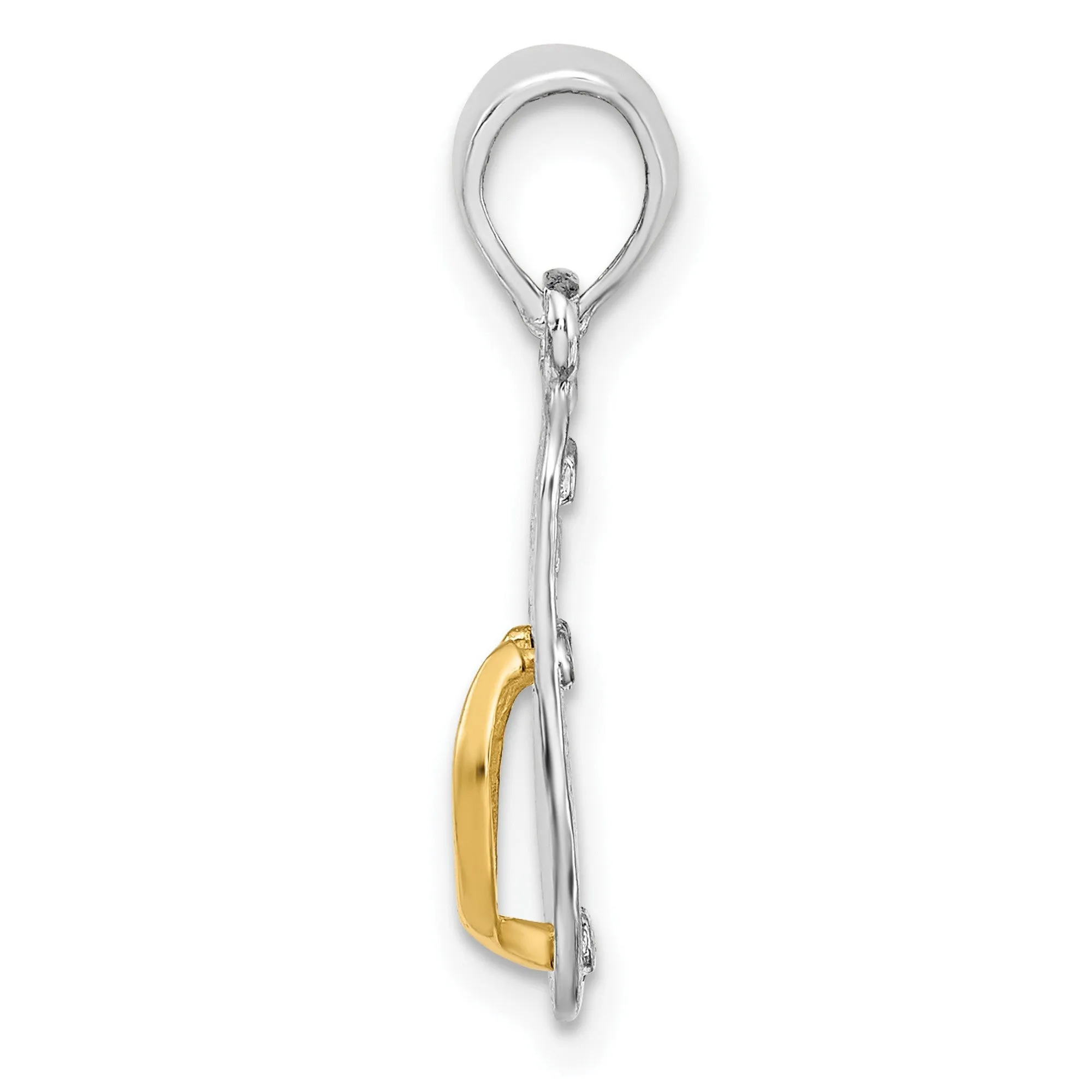 Textured 3-D Flip-flop with 14 Straps Charm Pendant in Real 925 Sterling Silver