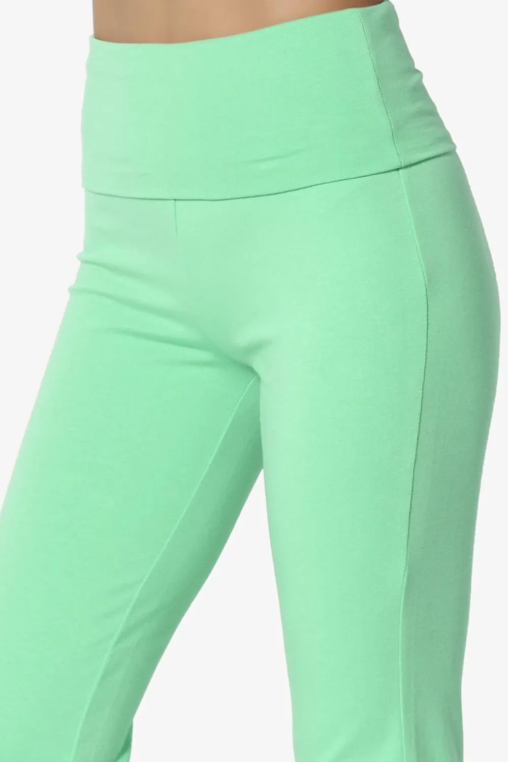 TheMogan Women's Basic Foldover Waistband Comfy Stretch Cotton Boot Cut Lounge Yoga Pants